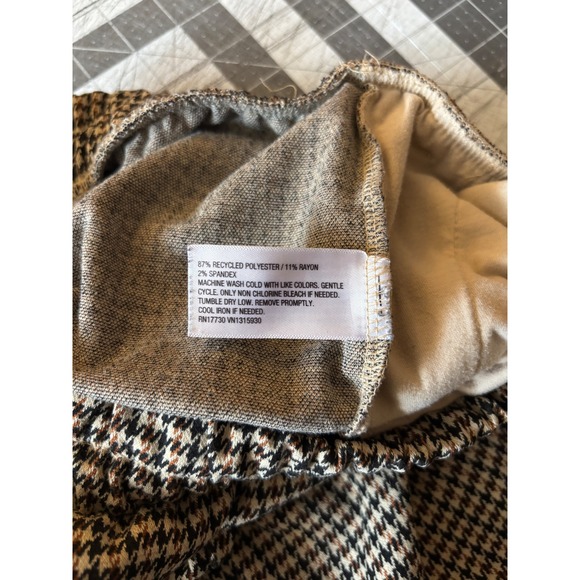 A New Day Womens Houndstooth Elastic Waist Straight Leg Pants Brown Black Small - Picture 4 of 5